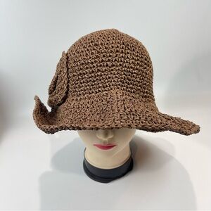 Crochet Brown‎ Women's Woven Moldable Flexible Foldable Casual Floppy Straw Hat